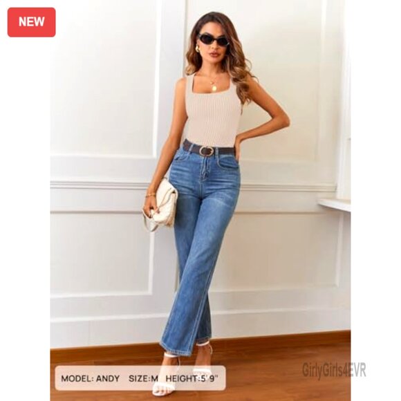 Ribbed Knit Tank Top Square Neck Sleeveless Slim Fit Summer Basic - Picture 6 of 8